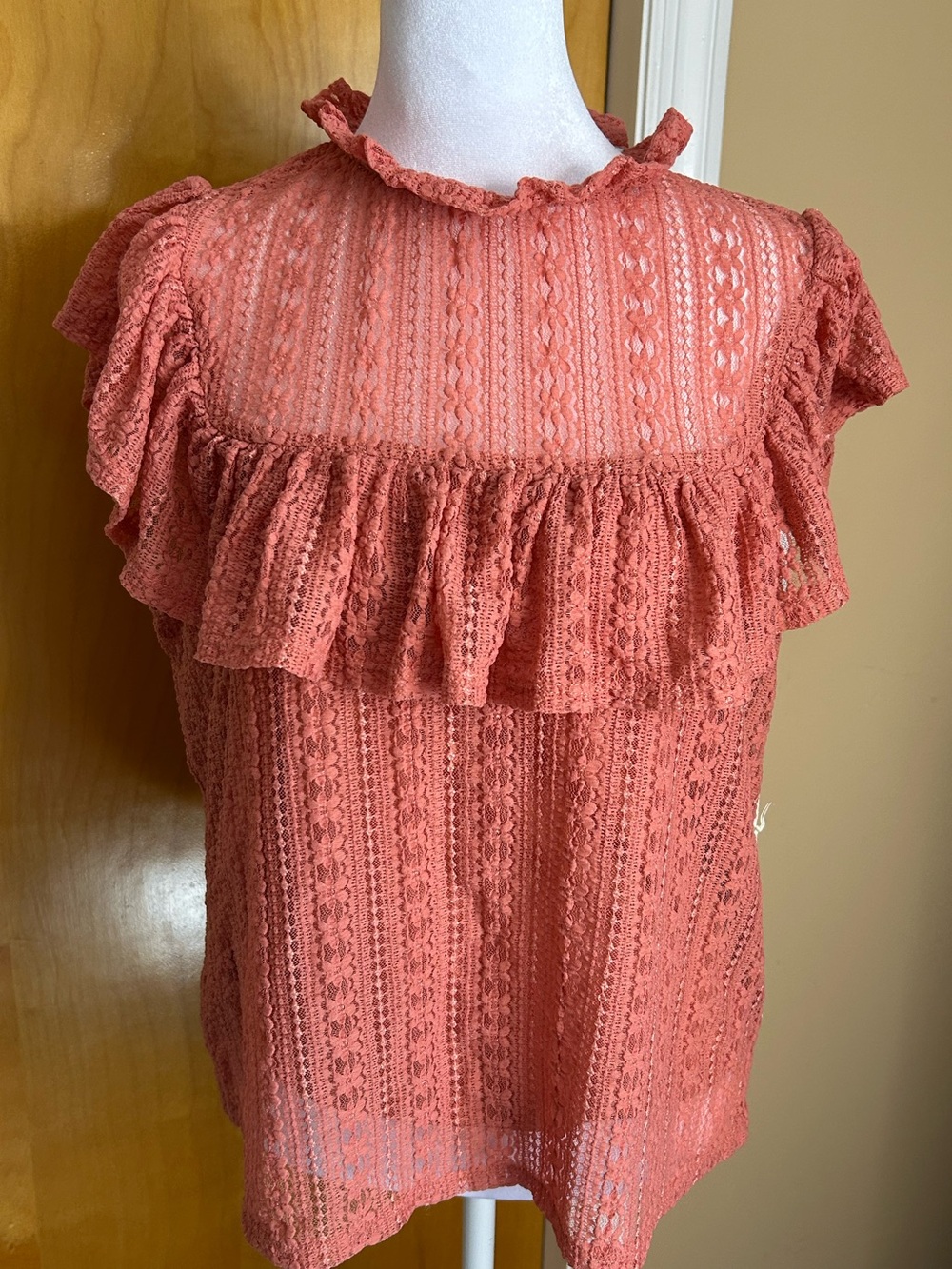 Iris Orange Flutter Sleeve Blouse with Peter Pan Collar